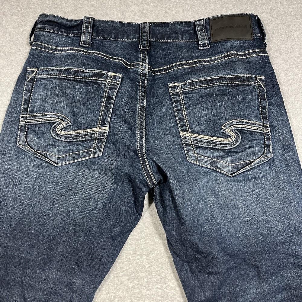 Silver Jeans Mens 32x30 (Fit 32x29) Blue Eddie Straight Denim Embroidered Medium - Picture 10 of 11